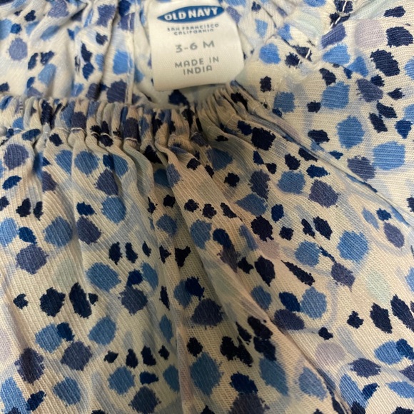 3-6 mo dress. Blues and white print - Picture 2 of 2